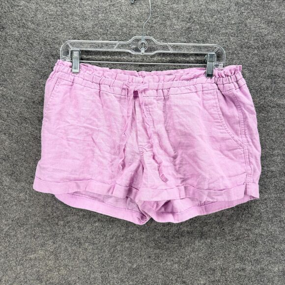 Old Navy Shorts Women M Medium Pink Mid Rise Chino Cuffed Linen Drawstring - Picture 1 of 8